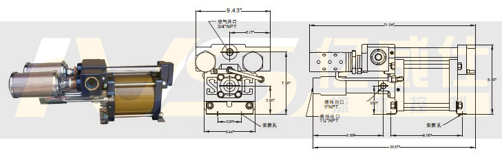 美國SC氣驅(qū)液體增壓泵L6系列產(chǎn)品及安裝尺寸圖