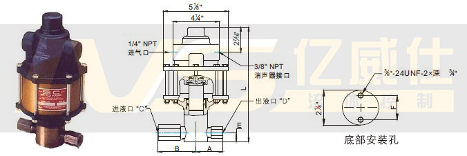 美國SC氣驅(qū)液體增壓泵10-4系列產(chǎn)品及安裝尺寸圖