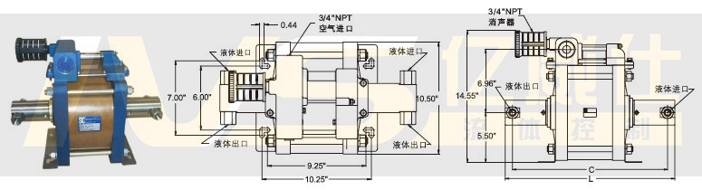 美國SC氣動(dòng)液體增壓泵L10系列產(chǎn)品及安裝尺寸圖